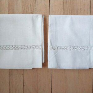 Pillowcases with lace/crochet trim, large standard, no-iron percale